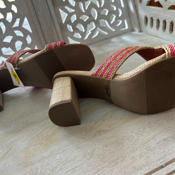 NWT  DV Dolce Vita Pink and Tan Raffia Haady Sandal High Heel Mule Size 9 - Picture 7 of 7